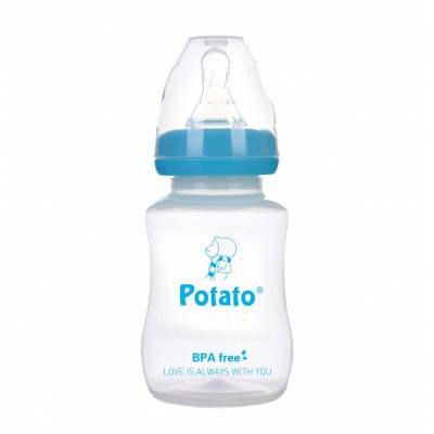 China manufacture plastic baby feeding bottles with silicone nipples