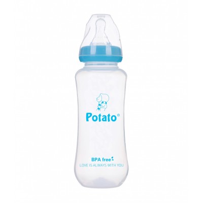 280ml blue large straight baby bottle with food grade plastic